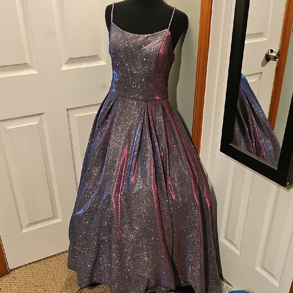 Betsy & Adam Sparkling Multi Color Shimmer Prom Dress